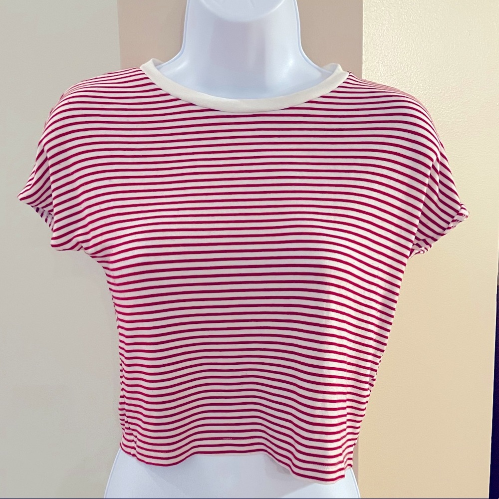 Zara crop top, red and white stripes